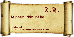 Kupetz Mónika névjegykártya